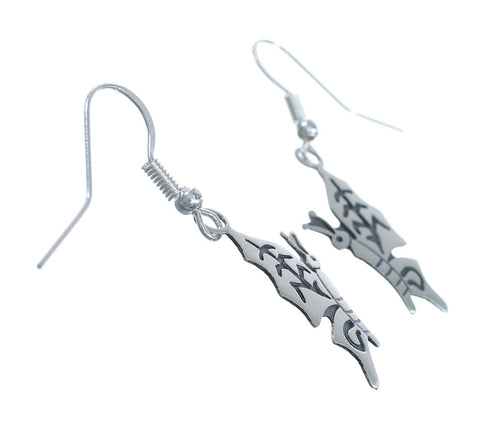 Sterling Silver Overlay Butterfly Heart Navajo Hook Dangle Earrings X10075